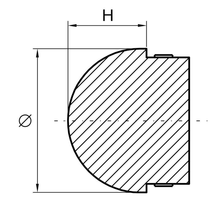 Rohrstopfen halbrund  fuer Rundrohr- Ø 42-4x2 mm V2A-11-5044-A.4