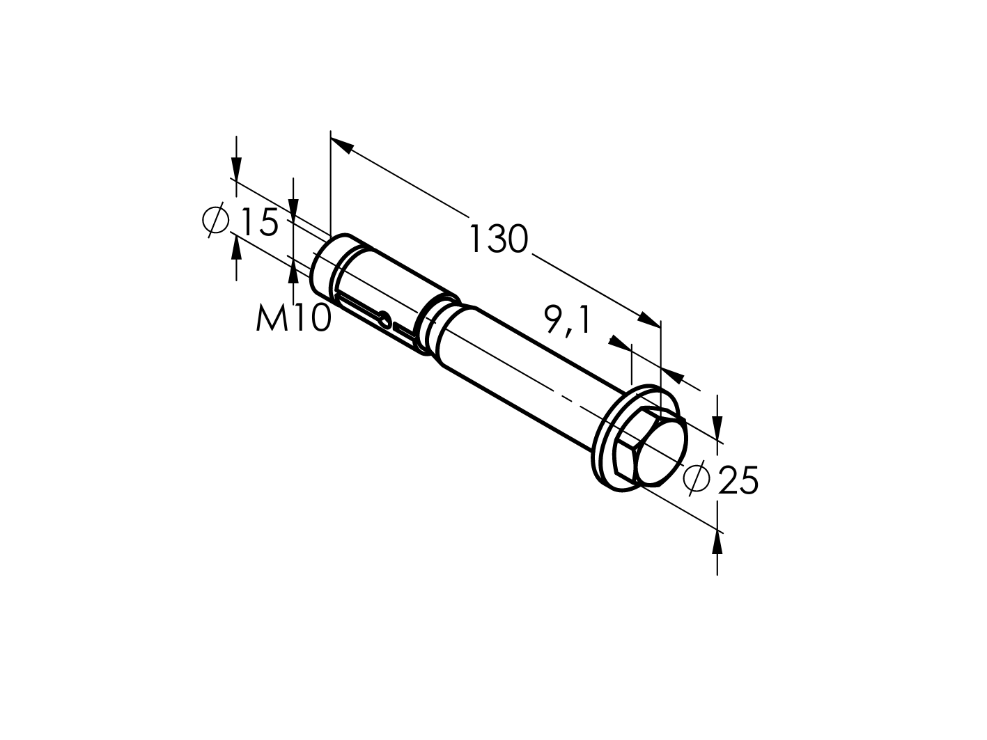 Schwerlastanker Stahl verzinkt M10 L 130 mm Bohrung Ø 15 mm mit Sechskantschraube-89-11Q508FH1525S-A.4