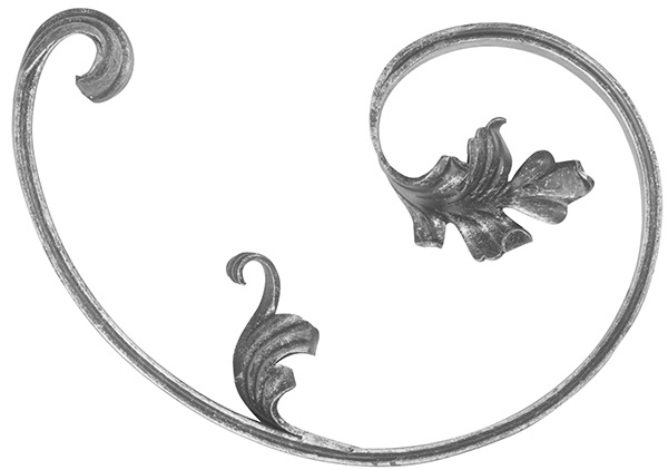 Barockelement - rechts - Schwerbarock - Masse- 200x280 mm - Material- 16x8 mm - Stahl S235JR- roh-30-1813.8