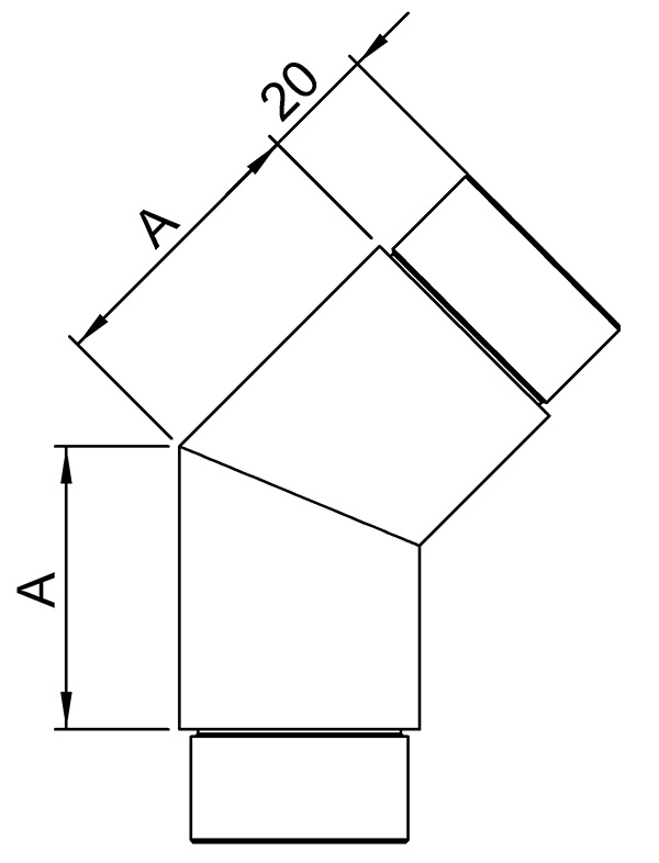 Coude d'angle 135°, pour tube rond Ø 42.4x2.0 mm V2A
