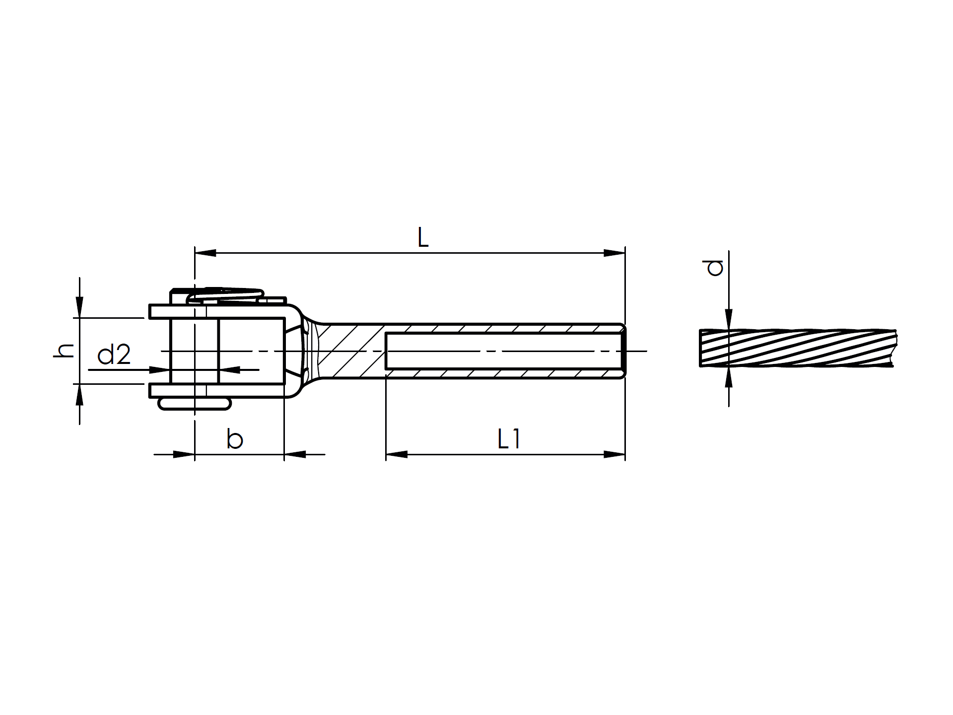 Kabelstopper Edelstahl AISI 316 fuer 3 mm Kabel- L 50 mm- geschliffen-89-11A147330003-A.4