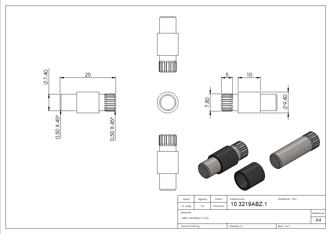 1 Sicherungsstift zu Glasklemme 55x65x37-5 mm AbZ V4A-10-3219ABZ.1