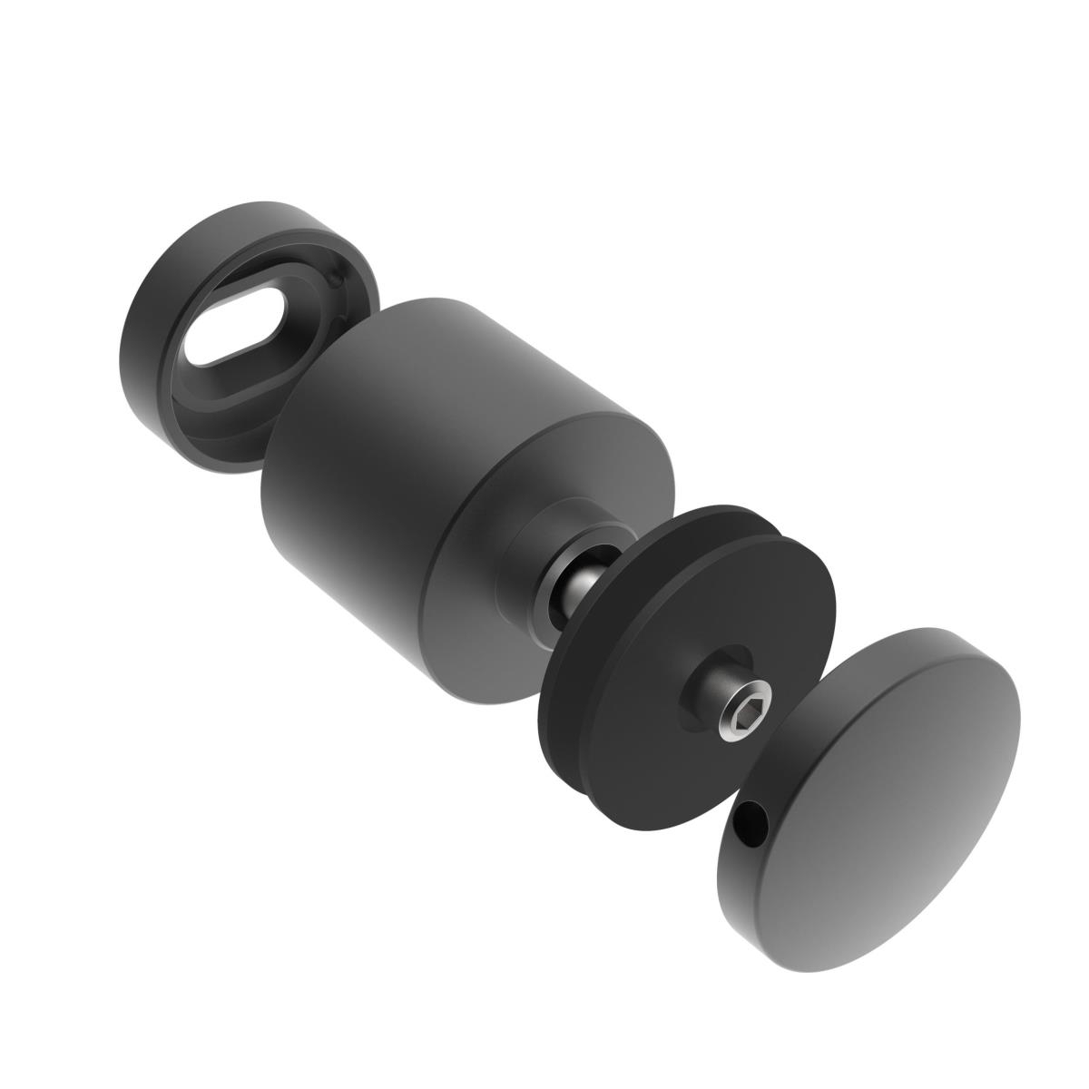 Punkthalter Glas Edelstahl AISI 304 fuer 8-17-52 mm Glas- Loch 30 mm- PVD Schwarz FLEX2-89-11APVD0747501FLEX2-A.4