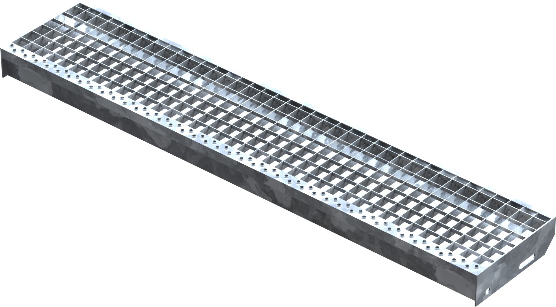 Marche en caillebotis Marche d'escalier | Dimensions : 1200x240 mm 30/30 mm | S235JR (St37-2), galvanisé à chaud en bain complet