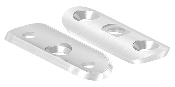 Handlaufanschlussplatte 63x25x4 mm fuer Rohr Ø 33-7 mm mit gesenkten Aussenbohrungen V2A-11-2141.4G