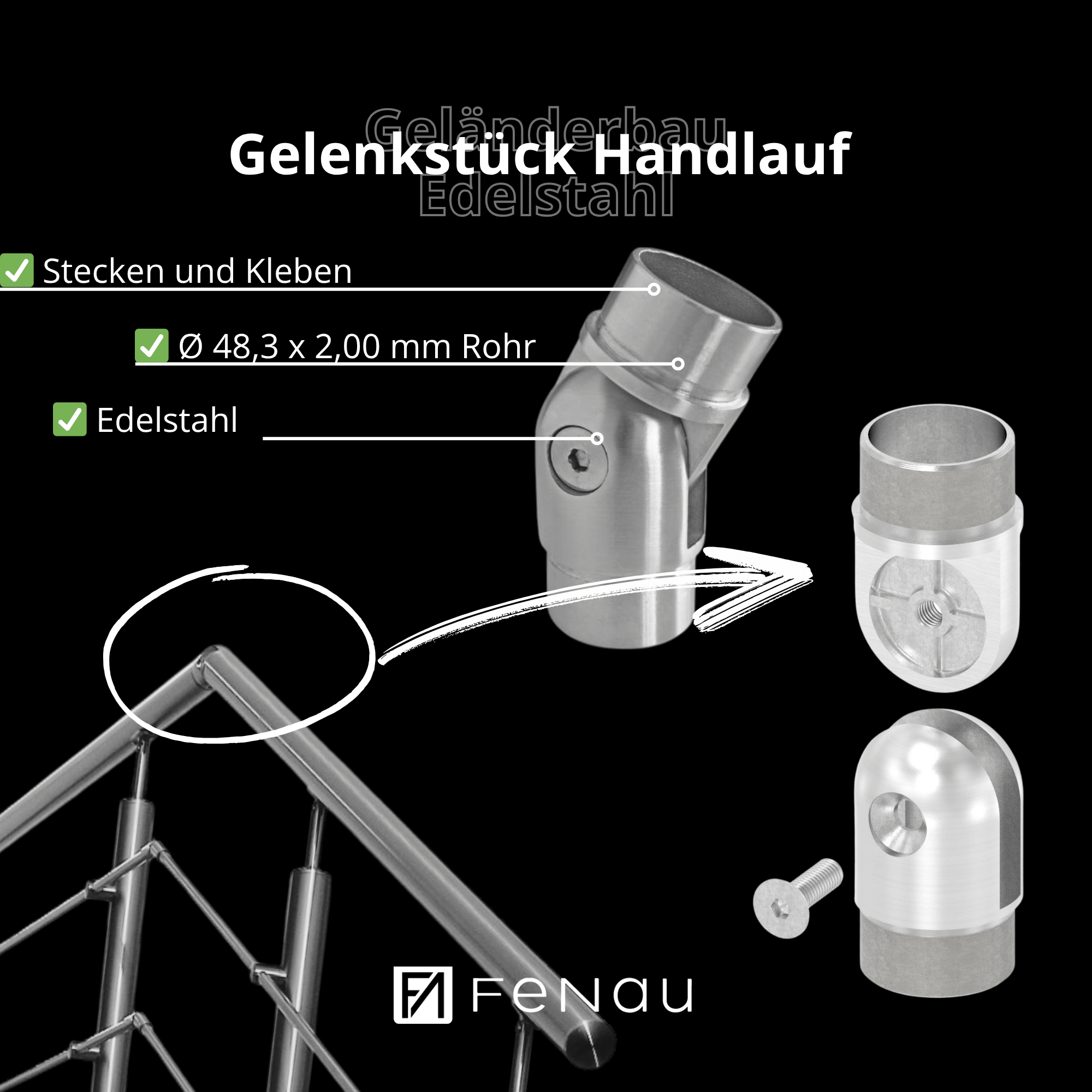 Gelenkverbinder V2A fuer Rohr Ø 48-3 x 2 mm verstellbar 90°-11-3637-A.4