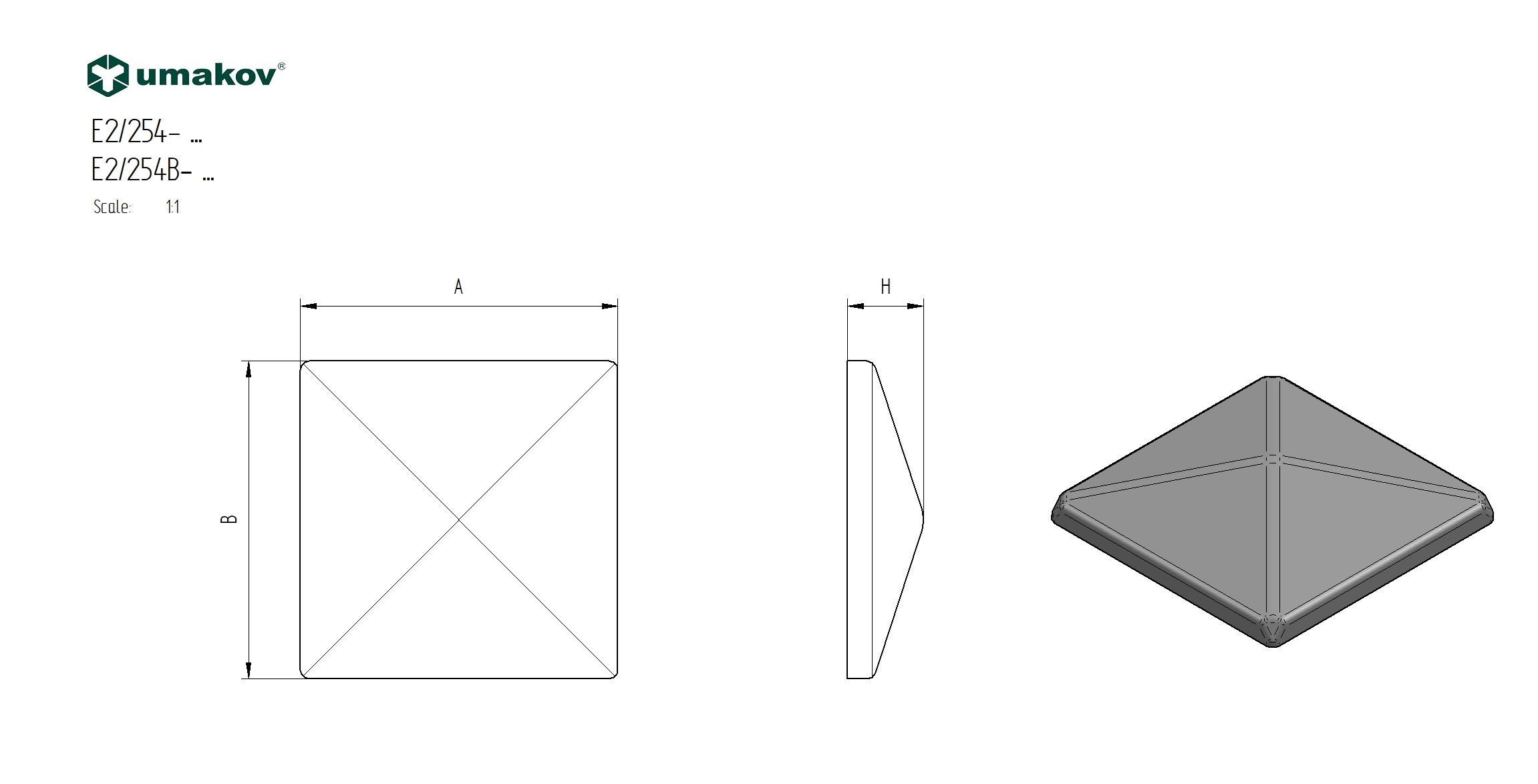 Pfostendeckel verzinkt fuer Vierkantpfosten 80x80 mm- Stahl 1-2 mm-89-11E225480X80ZN-A.4