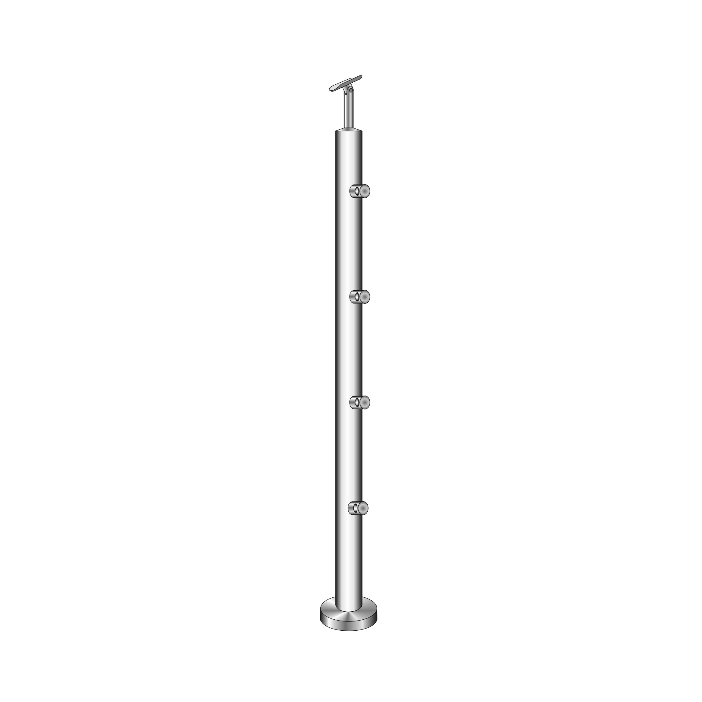Gelaenderpfosten V2A 900 mm- Ø 42-4 mm Oberverankerung- 4 Fuellstabhalter Ø 12 mm-14-0073RR-A.4