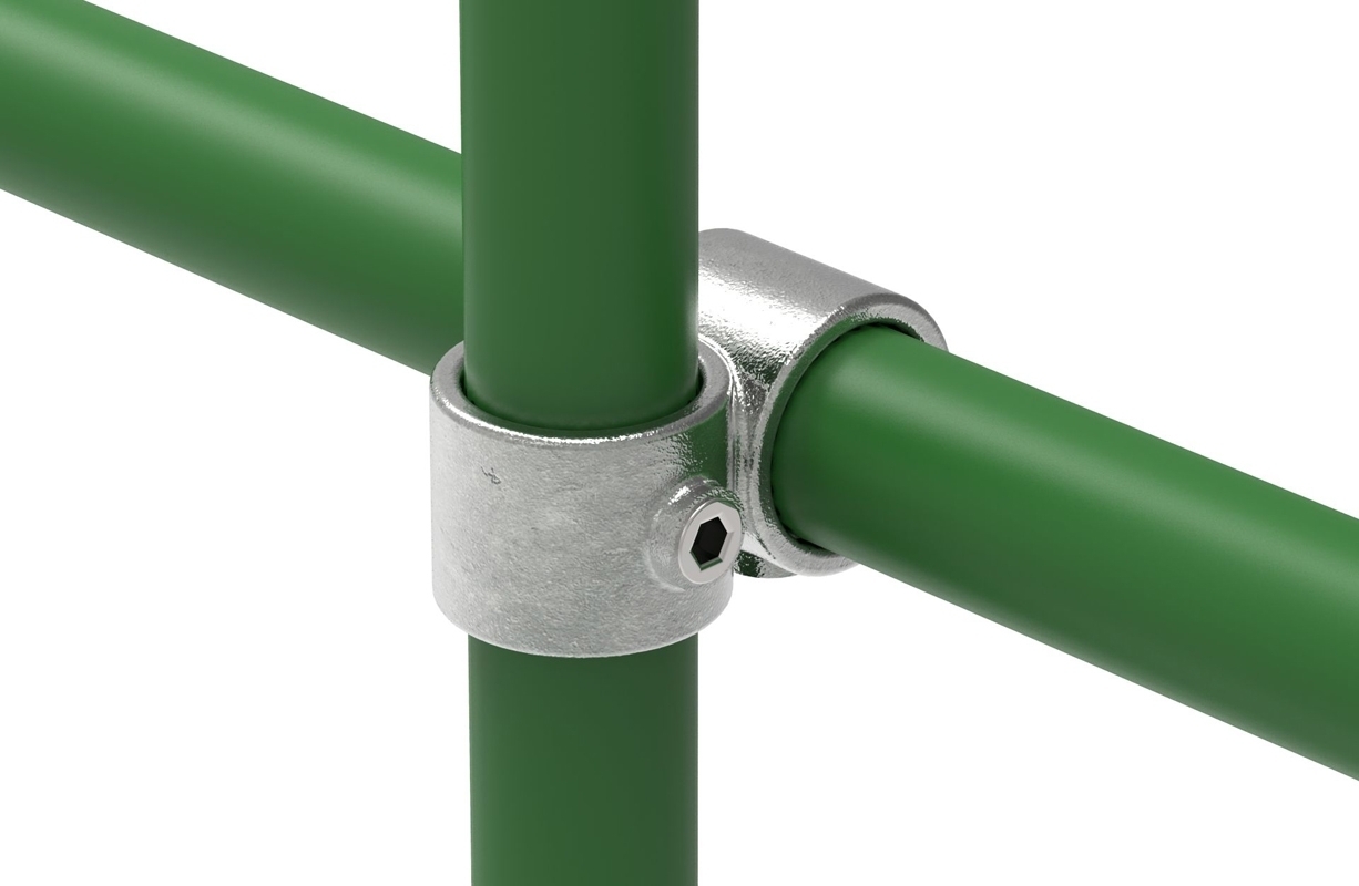 Rohrverbinder Kreuzstueck vorgesetzt 90° Ø 26-9 – 60-3 mm - Temperguss verzinkt - 161-161