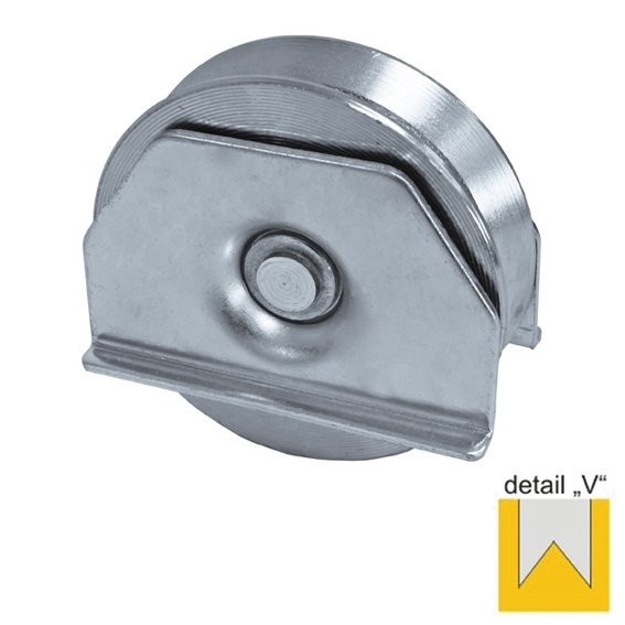 Schiebetorrolle Stahl verzinkt Ø 80 mm mit V-Rille fuer Tore bis 250 kg-89-11H49V80-A.4