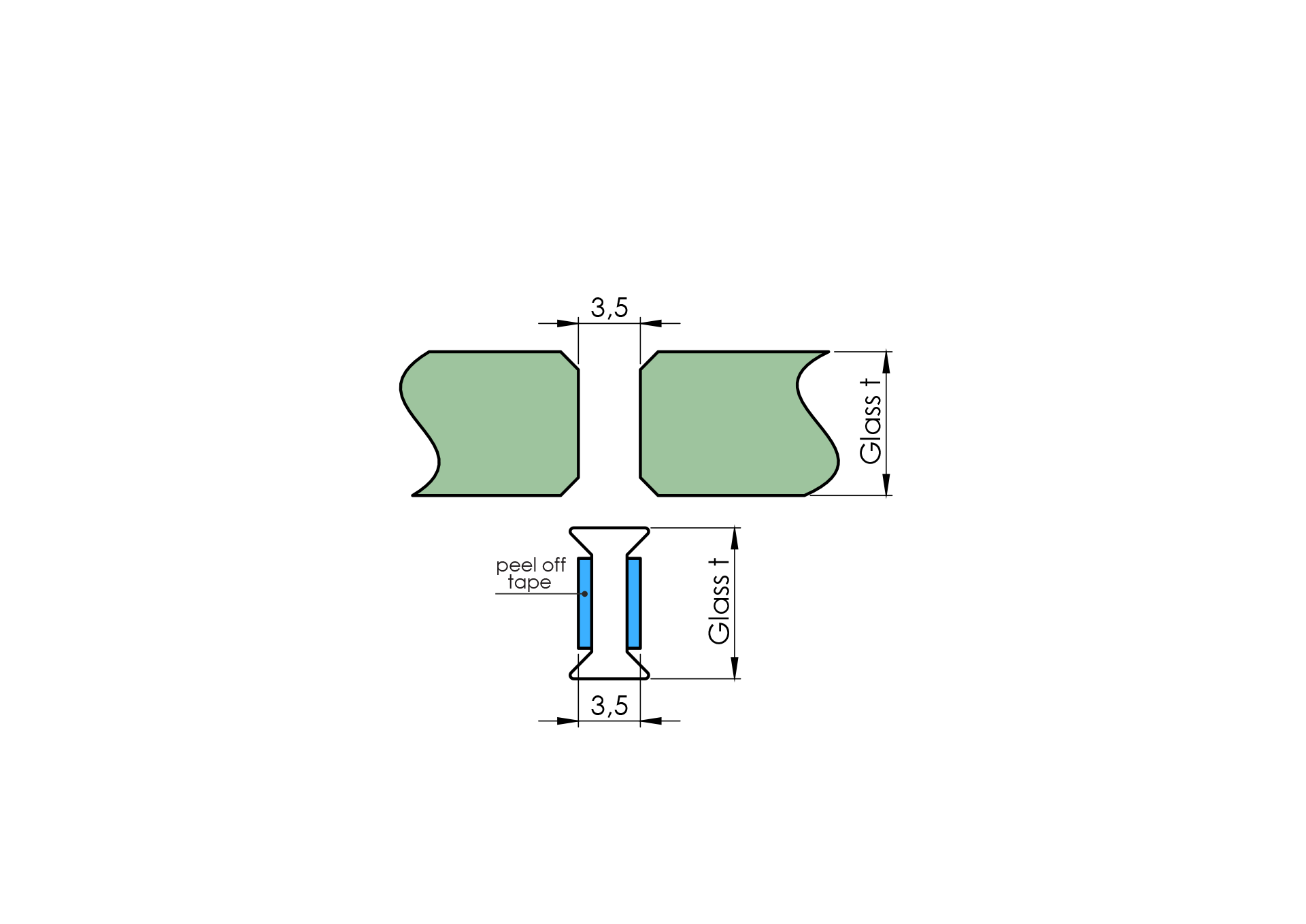 Dichtungsprofil Kunststoff fuer Glas 12 mm L=3000 mm klar-89-11GSPVCH12-A.4