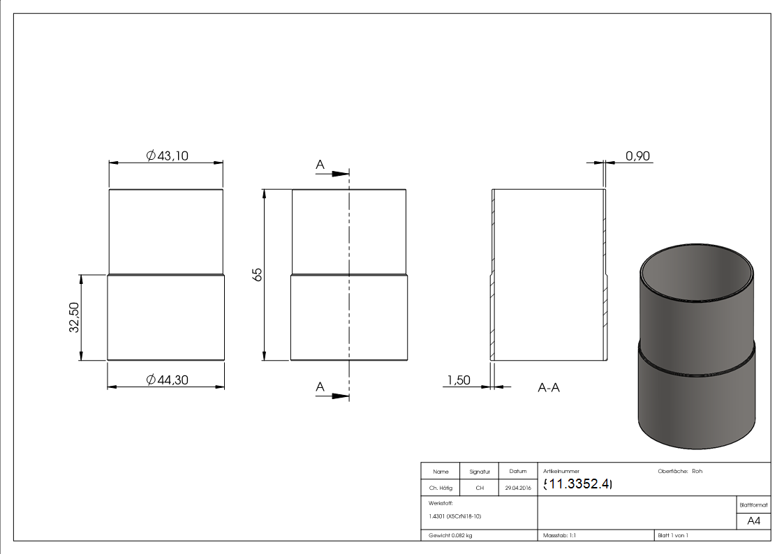 Connecteur pour tube rond Ø 48,3x2,6 à 2,0 mm
