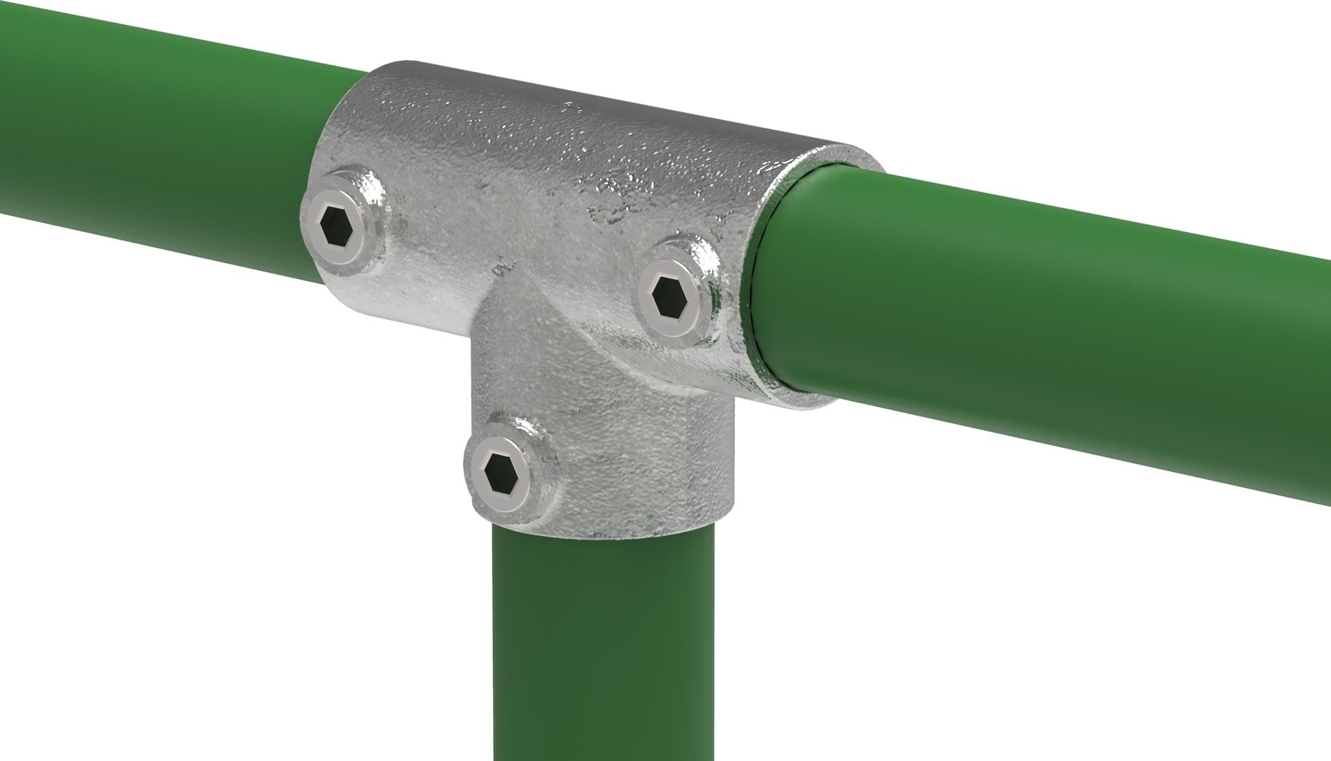 Rohrverbinder T-Stueck lang Ø 26-9 – 60-3 mm - Temperguss verzinkt - 104-104