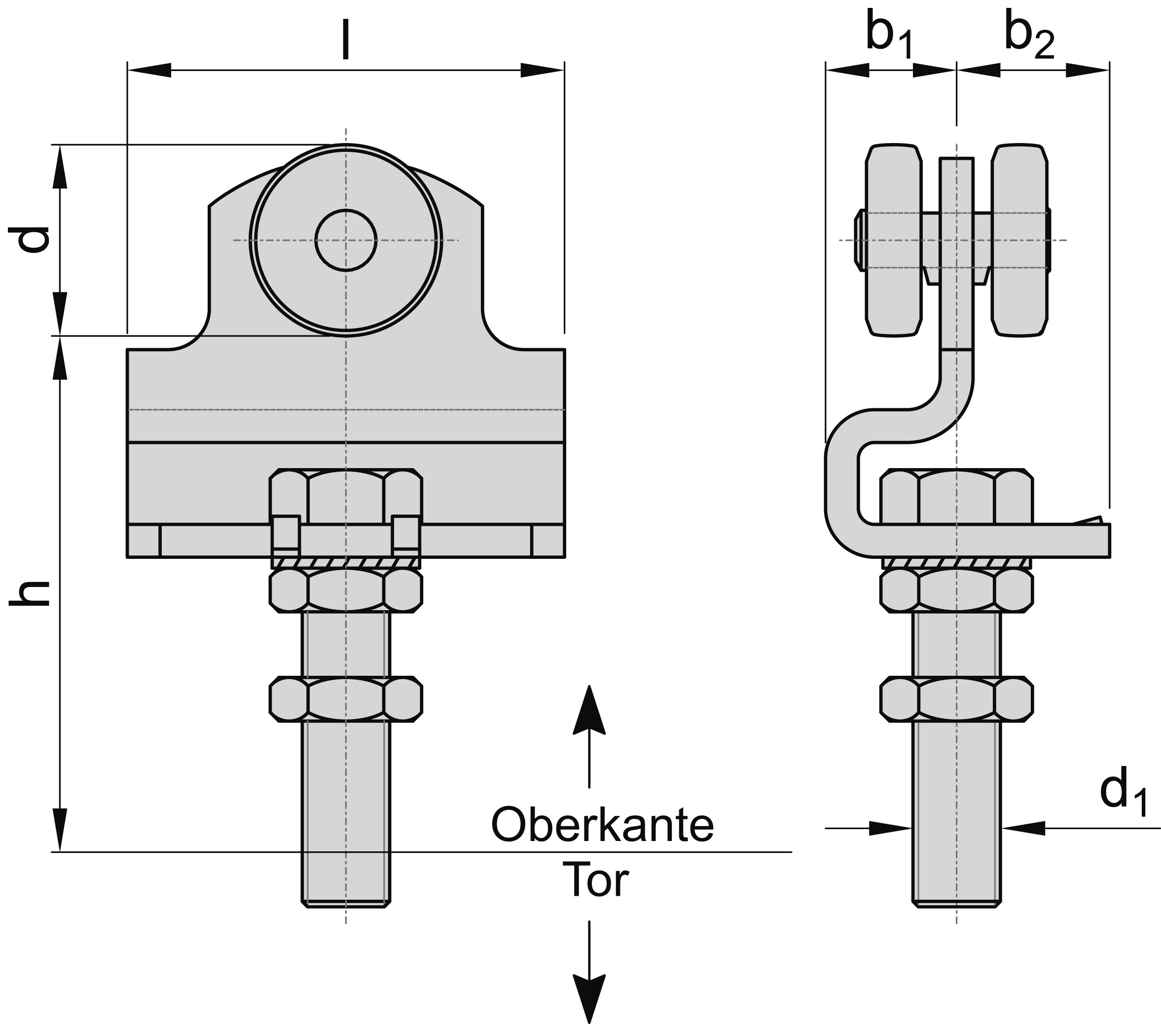 Einfachrolle Schiebetor MEA Gr- 1 verzinkt Ø 28 mm bis 100 kg 10336310-60-0146.7