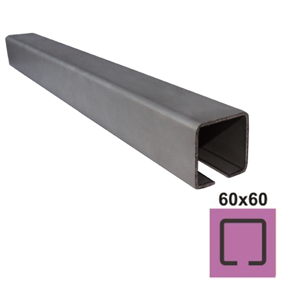 Laufschiene fuer Schiebetore Edelstahl V2A 58 x 58 x 3-0 mm L = 6000 mm-89-11H80260X606000-A.4