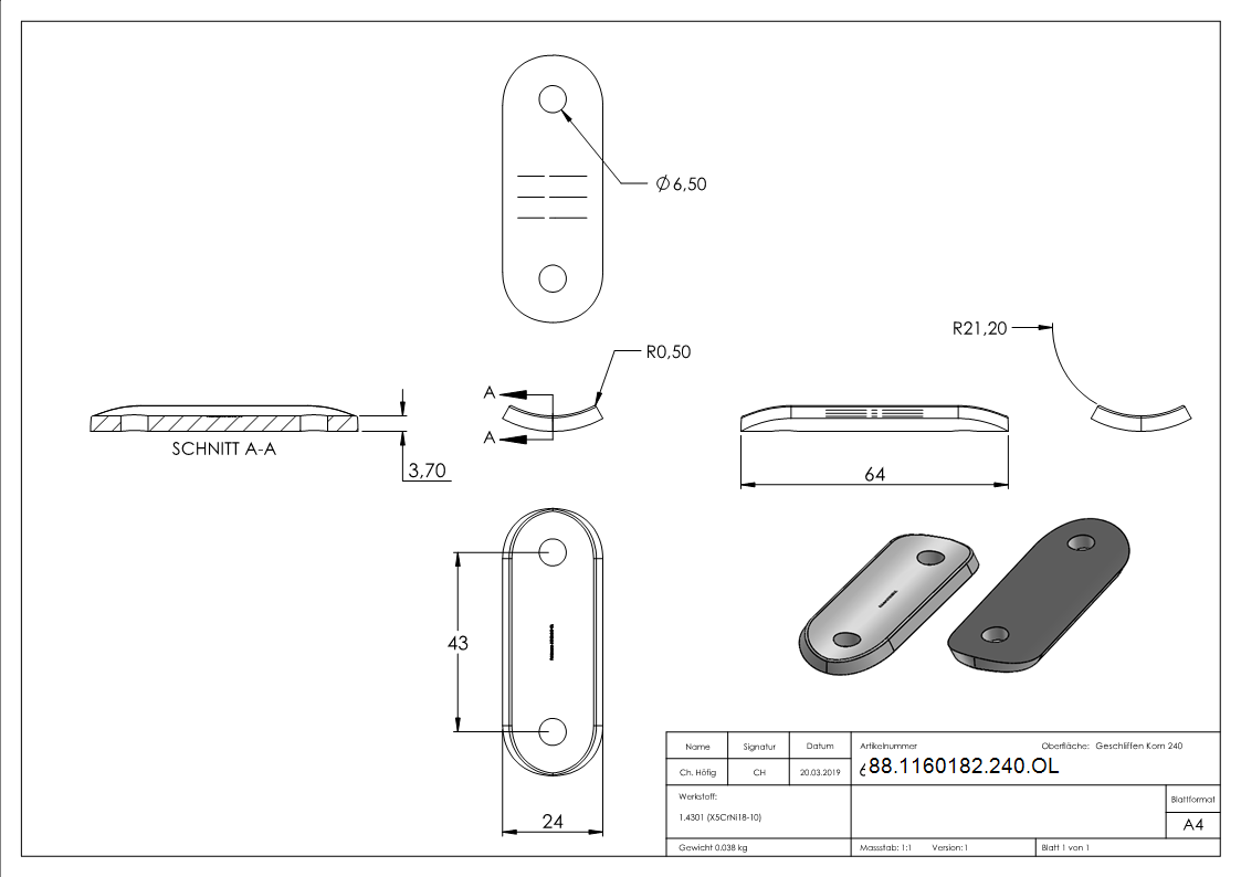 Plaque de maintien, pour tube 42.4mm