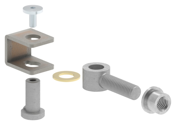 Charnière M12 | réglable | soudable | acier (brut) S235JR