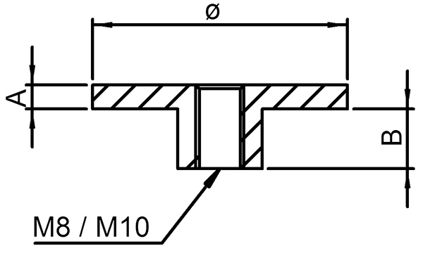 Plaque plate avec M10 pour tube Ø 33,7 mm V2A