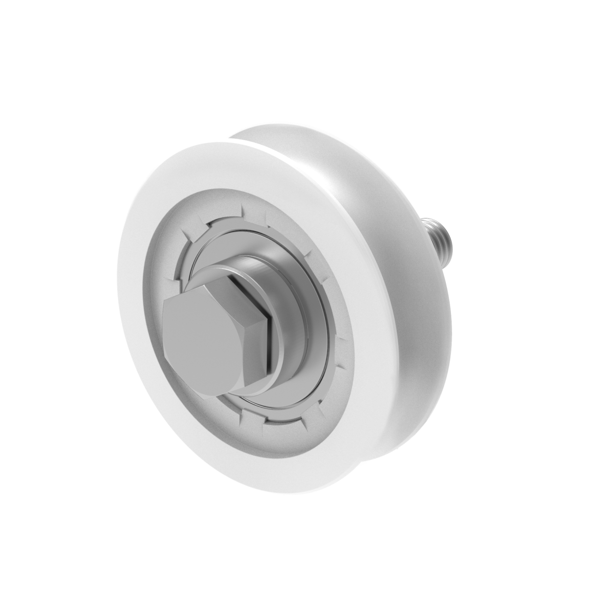 Schiebetorrolle U-Profil Edelstahl V2A - Nylon  60 mm mit Halterung M10-89-11H806U60R10NYLON-A.4
