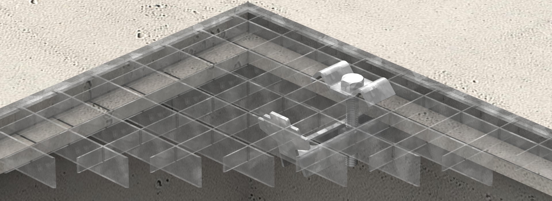 Gitterrostklemme fuer Rosthoehe 40-50 mm MW 30-30 mm aus St37- feuerverzinkt-26-KLEMME0180.7