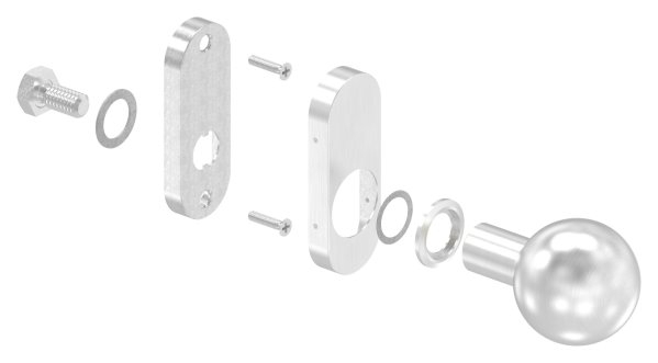 Tuerdruecker gerade mit Kugel Ø 50 mm feststehend V2A-11-3521.4