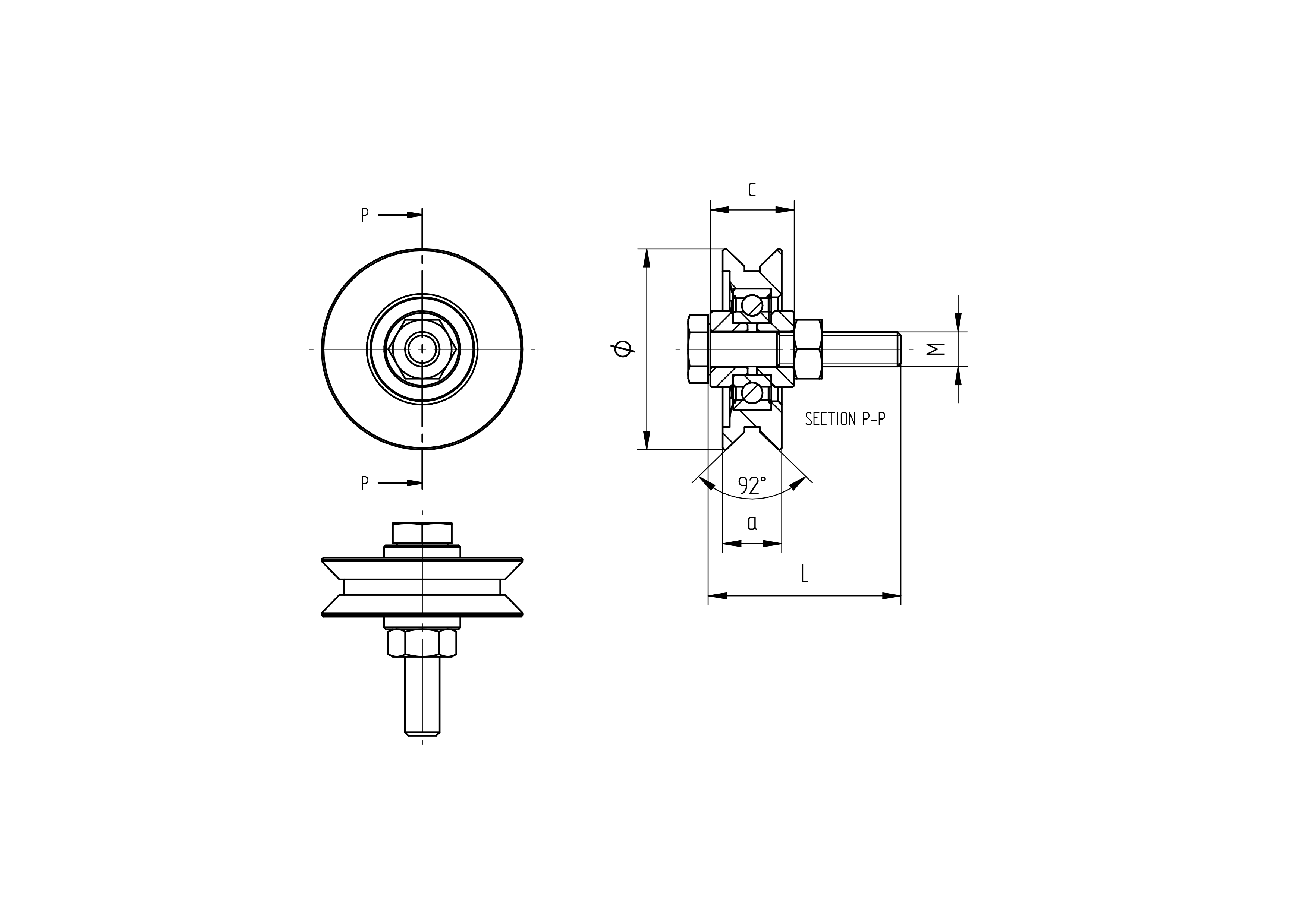 Schiebetorrolle Stahl verzinkt Ø 60 mm mit V-Rille fuer Tore bis 200 kg-89-11H06V60-A.4