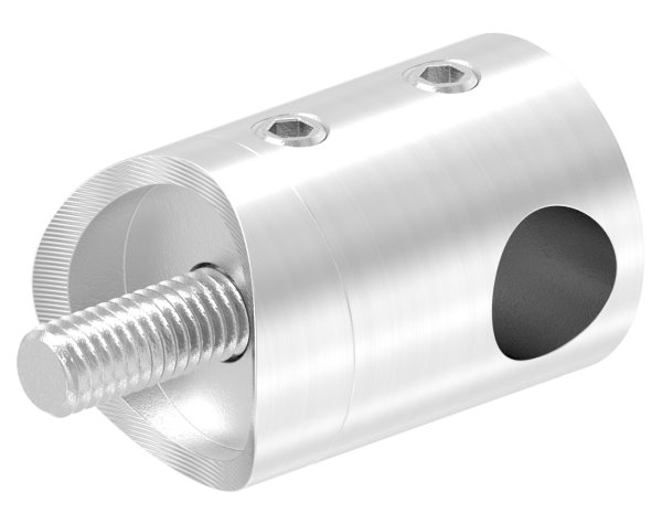 Querstabhalter V2A Edelstahl – Anschluss 33-7 mm fuer Rundstaebe 10 mm mit Sackloch Abschluss rechts inkl- Schrauben-11-1033.4