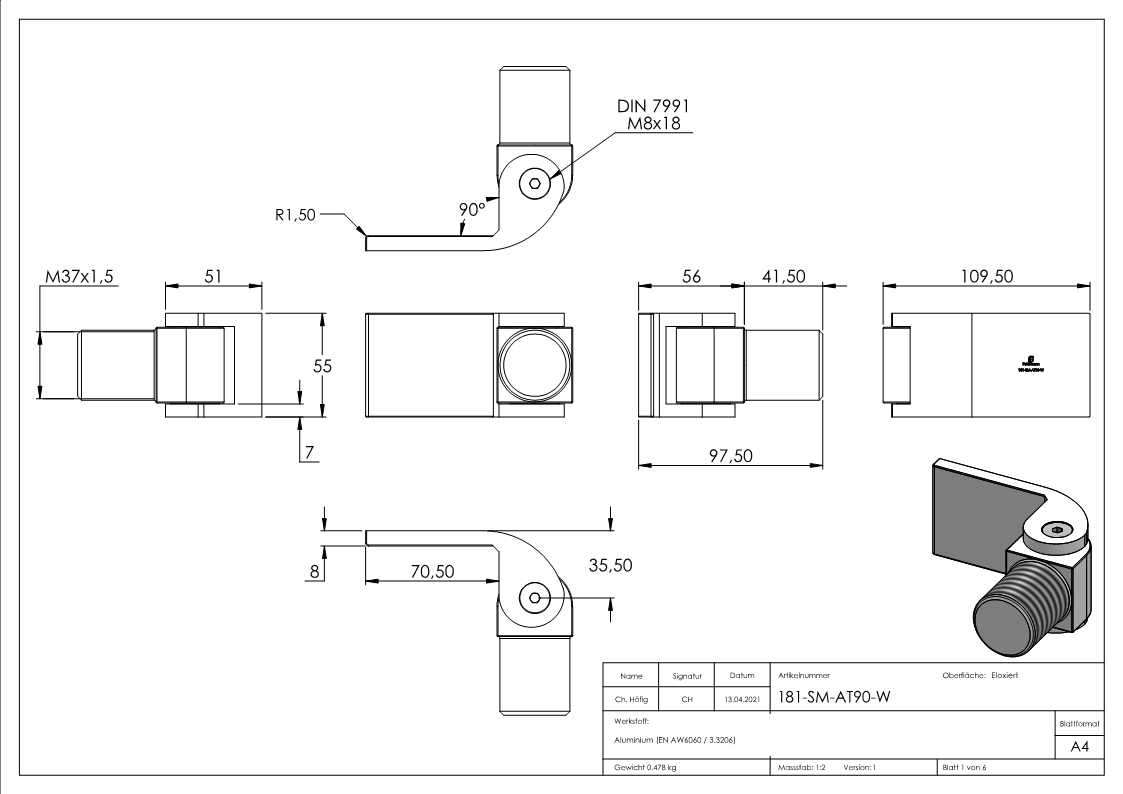 Torband 180° ohne selbstschl- Funktion schweissbar ARTIKEL - SM AT90 W-Anschweissversion-88-11181-SM-AT90.W