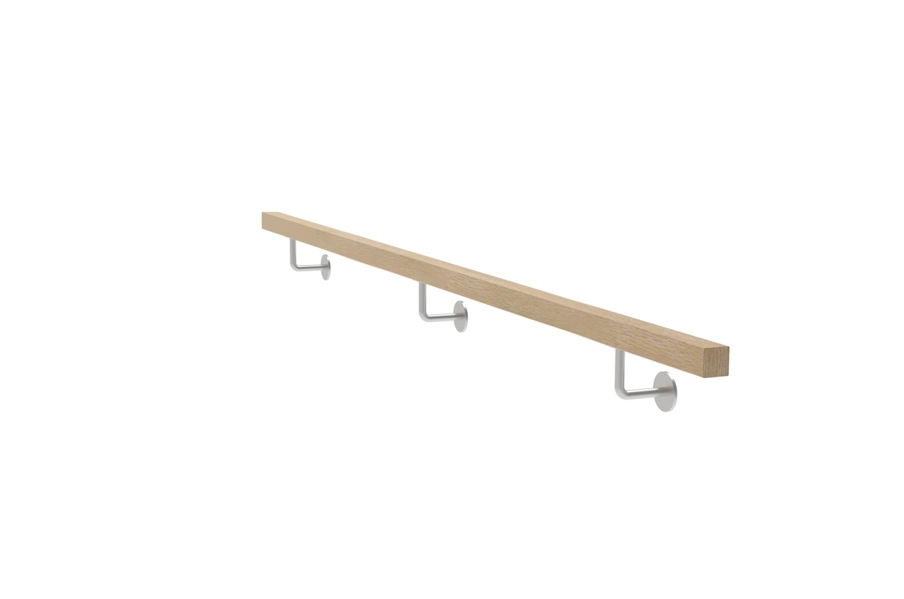 Wandhandlauf Eiche keilgezinkt 40 x 40 mm - 2500 mm Set mit V2A Haltern-89-11WDJPM2500CINK-A.4