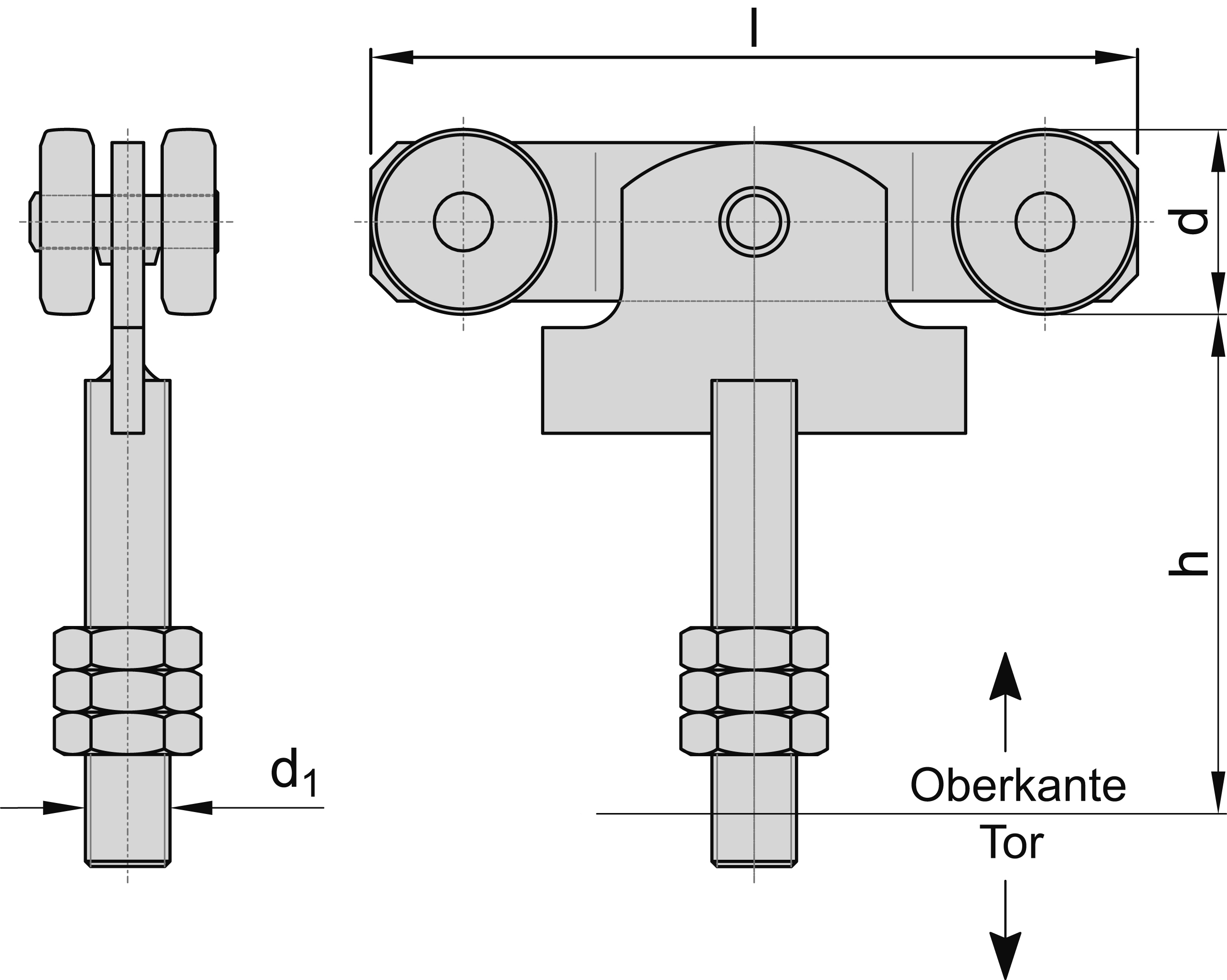 Doppelrolle mit Schraubpendel und Gewindebolzen MEA Ø 48 mm 10336976-60-0115.7