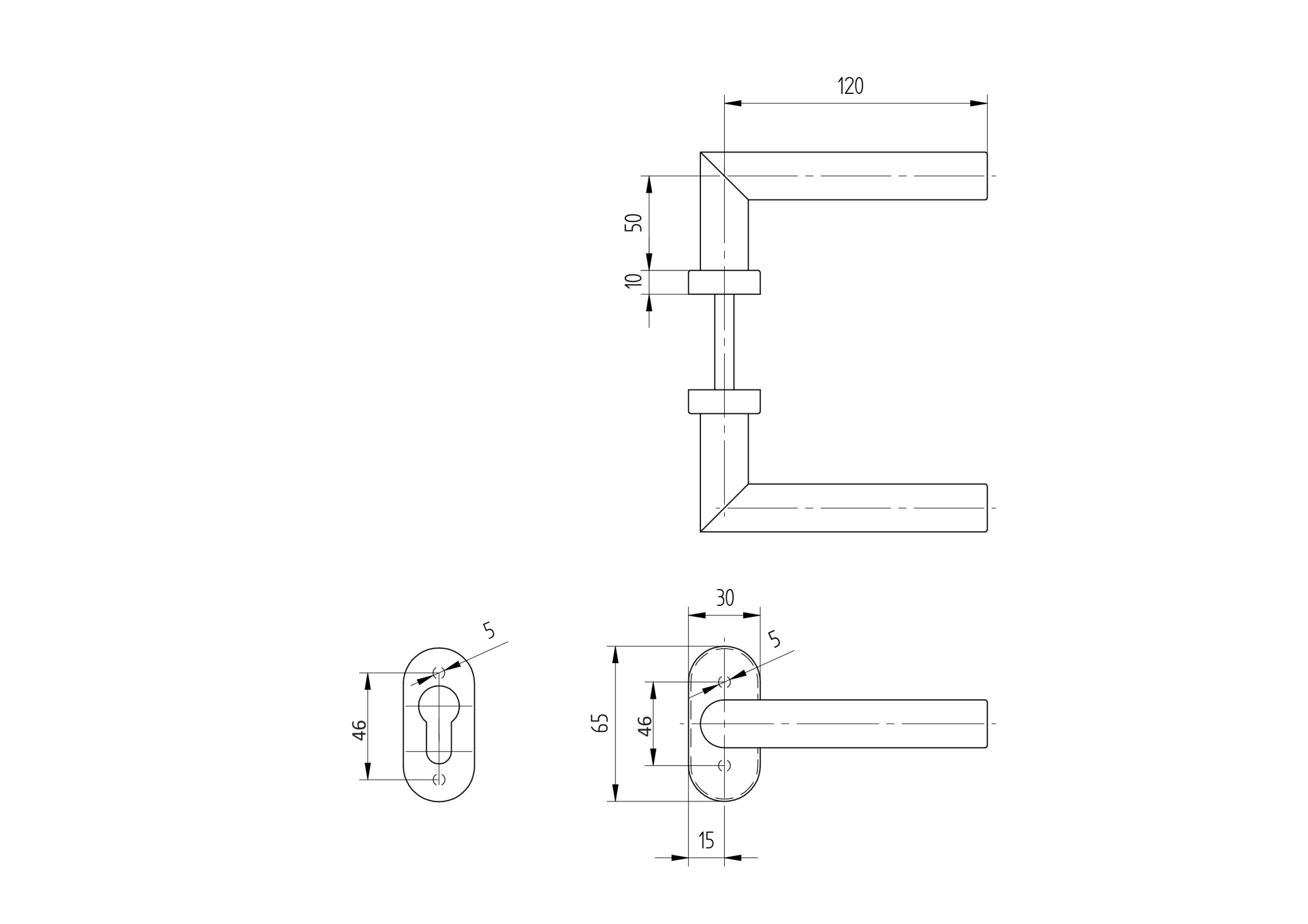 Rosettengarnitur V2A matt PZ-Lochung-89-11D805I-A.4