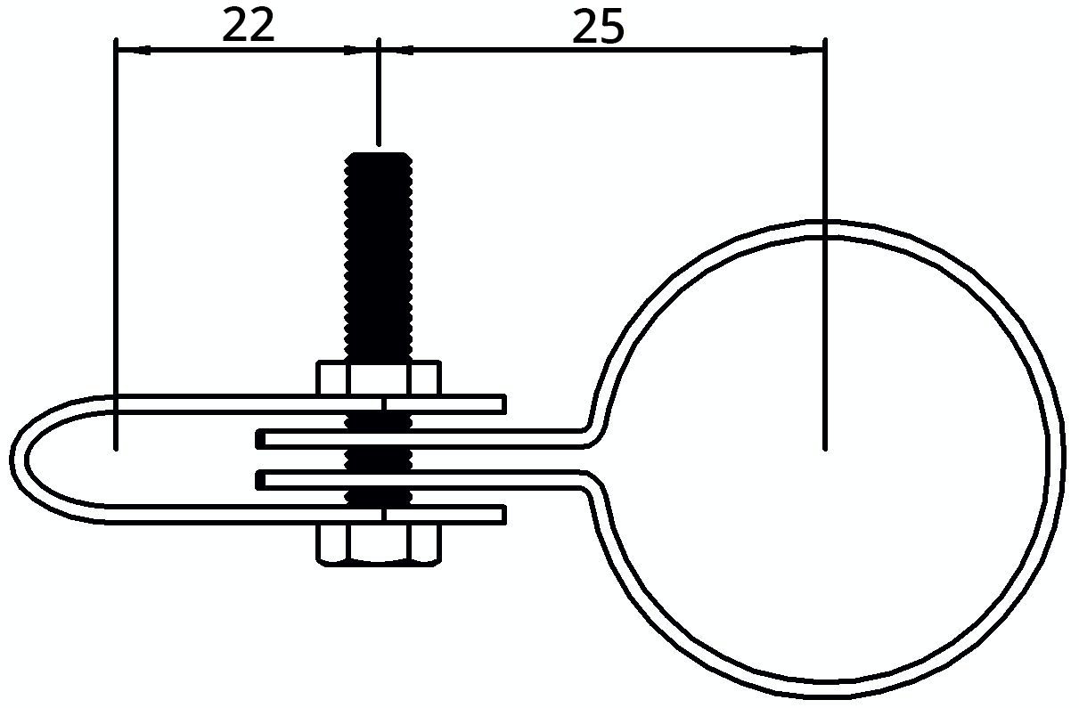 Raccord de tuyau | Support de grille simple | 170A27 | 26,9 mm | 3/4" | Fonte malléable et électrozinguée