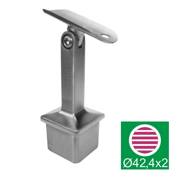 Handlaufhalter Edelstahl AISI 316 fuer Pfosten 40x40x2 mm Handlauf D42-4 verstellbar-89-11A144718042-A.4