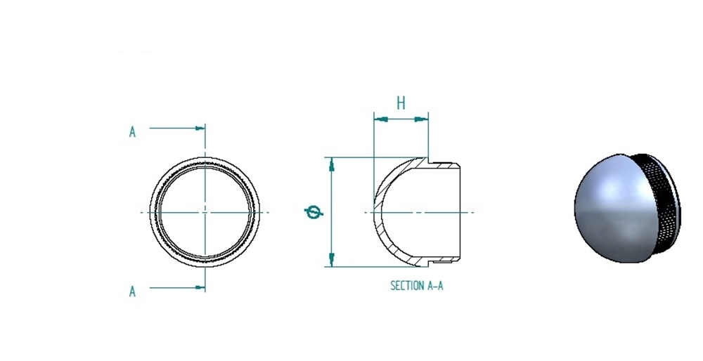 Bouchon | semi-circulaire | moulé | pour tube rond : Ø 33.7x2 mm | V2A