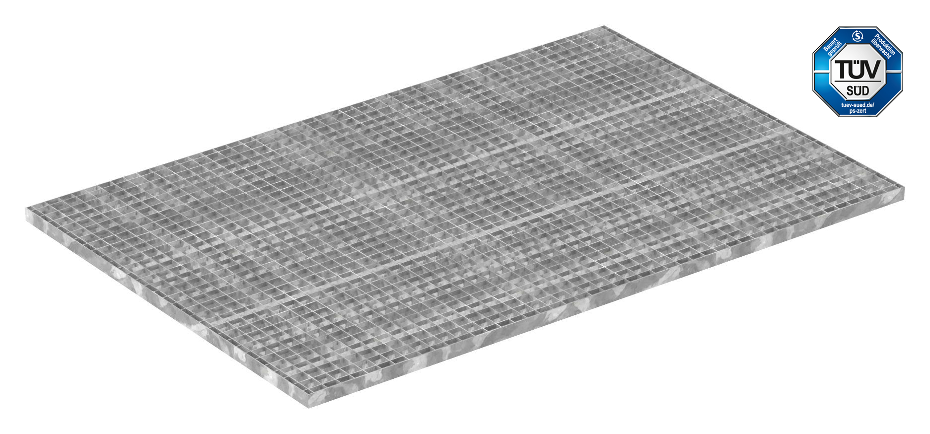 caillebotis industriel | dimensions : 1000x1500 mm ; 30/30 mm ; 30/2 mm | S235JR (St37-2), galvanisé à chaud en bain complet