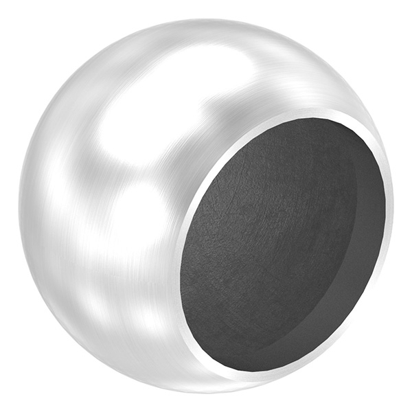 Abschlusskugel Edelstahl V2A fuer Rohr Ø 60-3 mm- Kugel Ø 85 mm- hohl- M8- Korn 240-88-1150283.240H