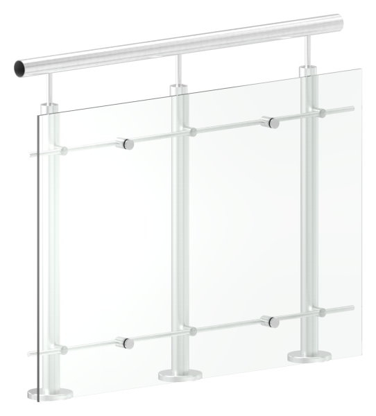 Klemmhalter fuer Rundstab 12 mm mit Glaspunkthalter Ø 25 mm V4A-88-1155345.V4A