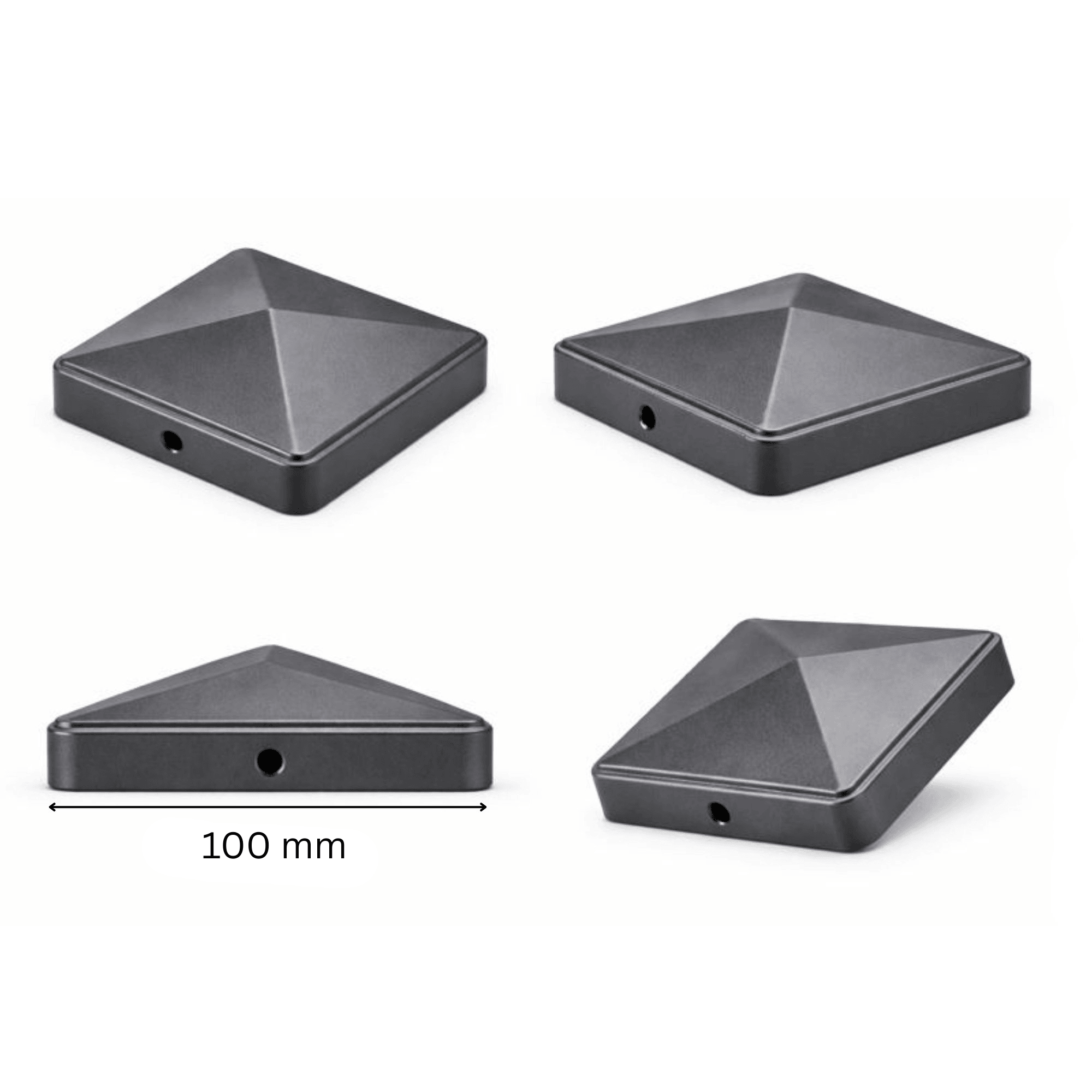 Pfostenkappe 100x100 mm Anthrazit RAL 7016 – 10er Set pulverbeschichtet inkl. Schrauben-60220-100-021