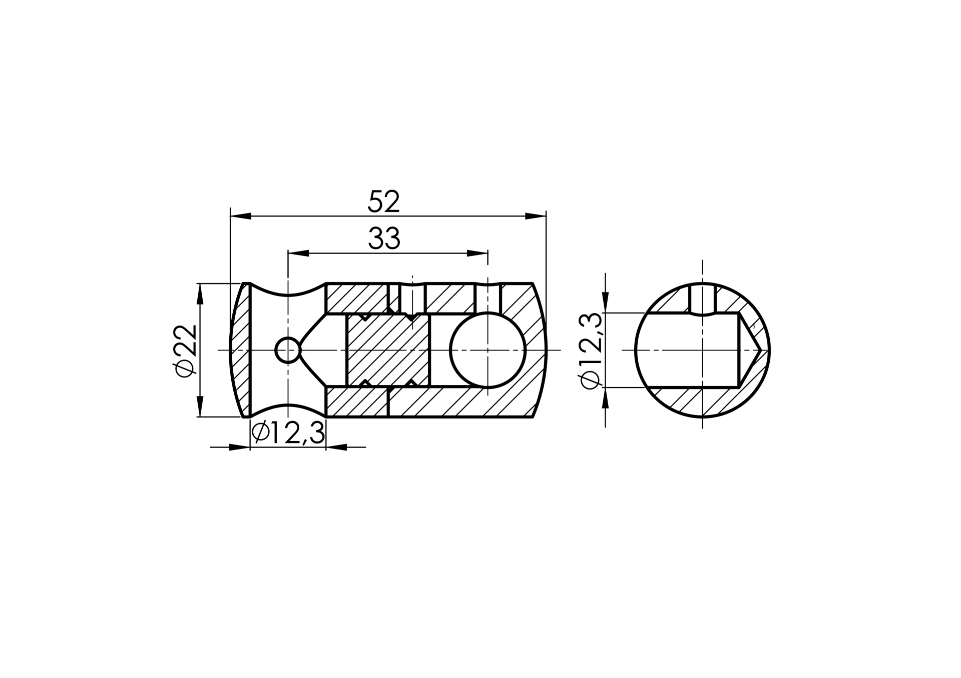 Fuellstabhalter Edelstahl AISI 304 fuer Rohr 42-4 mm und Stab 12 mm direkt geschliffen-89-11A08320120-A.4