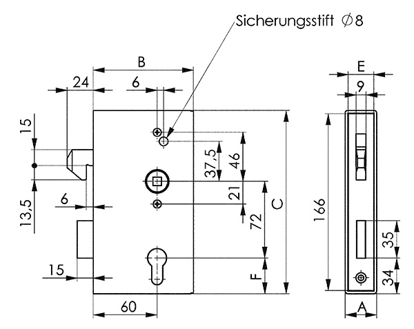 Kastenschloss Stahl verzinkt 30 x 94-5 x 172 mm mit Hakenschloss-88-113843.S30