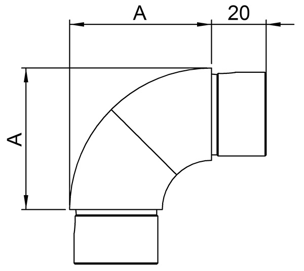 Coude réglable, pour tube rond Ø 42.4x2.0 mm V2A