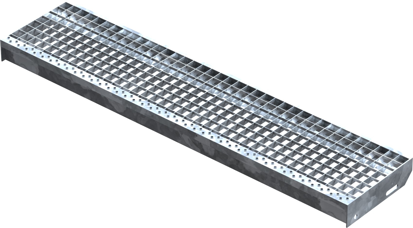 Marche en caillebotis Marche d'escalier | Dimensions : 1200x270 mm 30/30 mm | S235JR (St37-2), galvanisé à chaud en bain complet