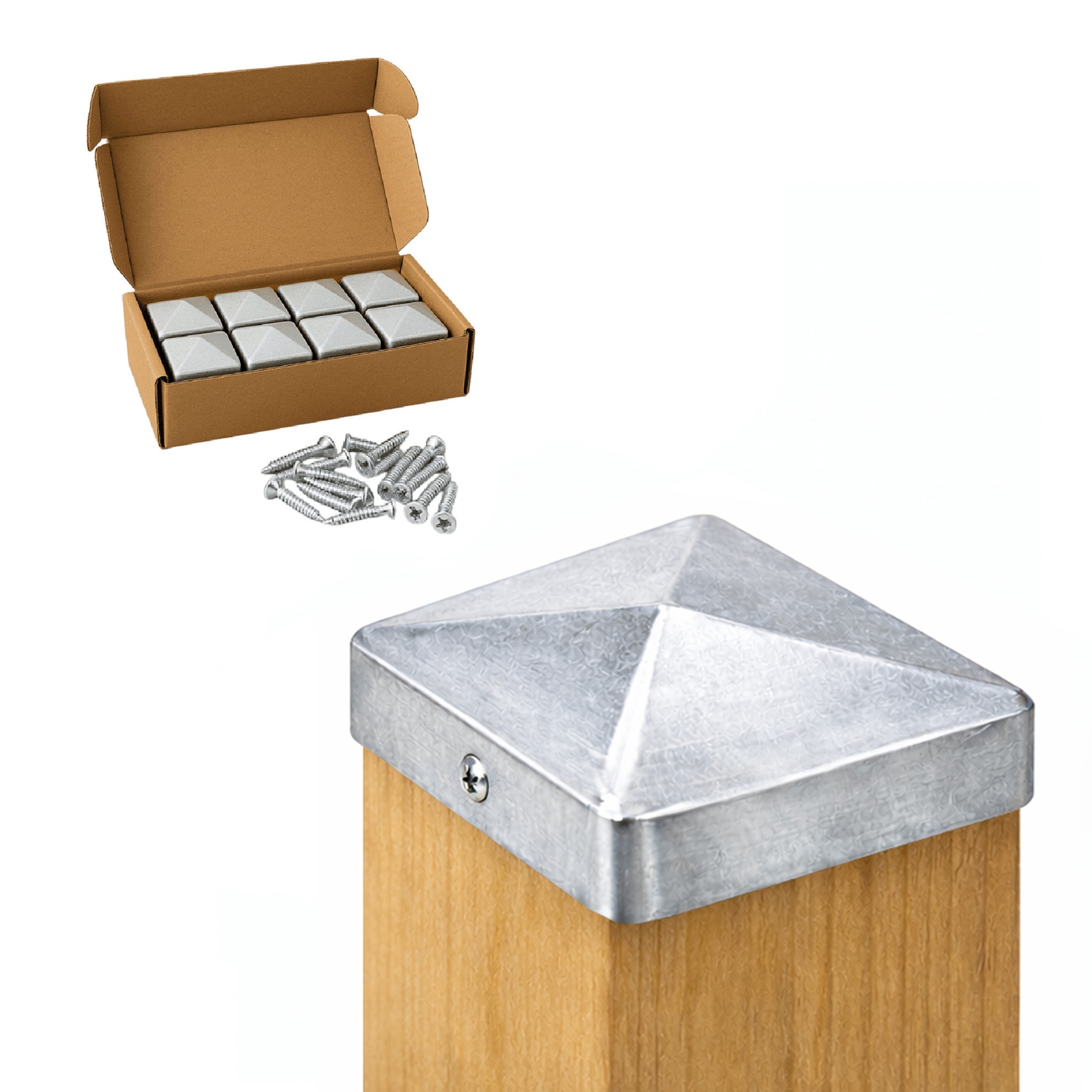 Pfostenkappe 120x120 mm Stahl verzinkt – 10er Set fuer Holzpfosten inkl. Schrauben-60220-120-011