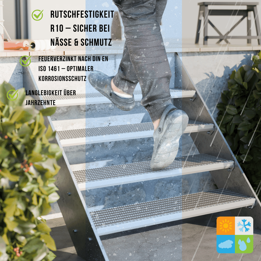 Gitterroststufe 1000 x 270 MW 30-10 TS 35-2 Rutschhemmung R10-24-1002731352.7