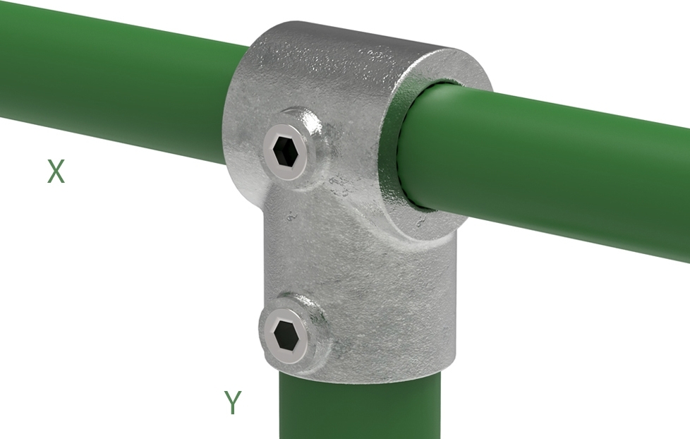 Rohrverbinder - T-Stueck kurz - 101E60-D48 - 60-3 mm; 48-3 mm - 2-; 1 1-2- - Feuerverzinkt u. Elektrogalvanisiert-101E60-D48