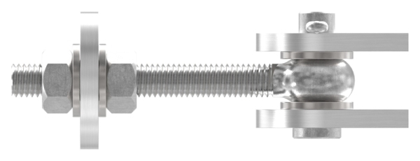 Charnière de portail réglable à 180°, filetage M12, V4A