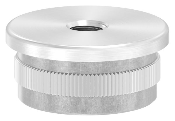 Einsteckkappe Edelstahl V2A fuer Rohr Ø 33-7 mm- 2-0 mm WS- M8 Gewinde- flach-11-5240.4