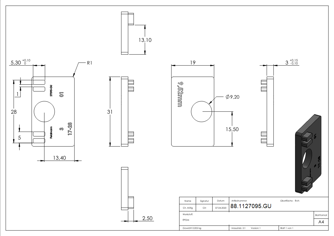 1 Paar Gummi fuer Mod- 27- VSG-Glas 9-52mm-88-1127095.GU