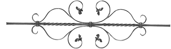 Barre décorative | longueur : 900 mm | matériau : 12x12 mm rainuré | acier S235JR, brut