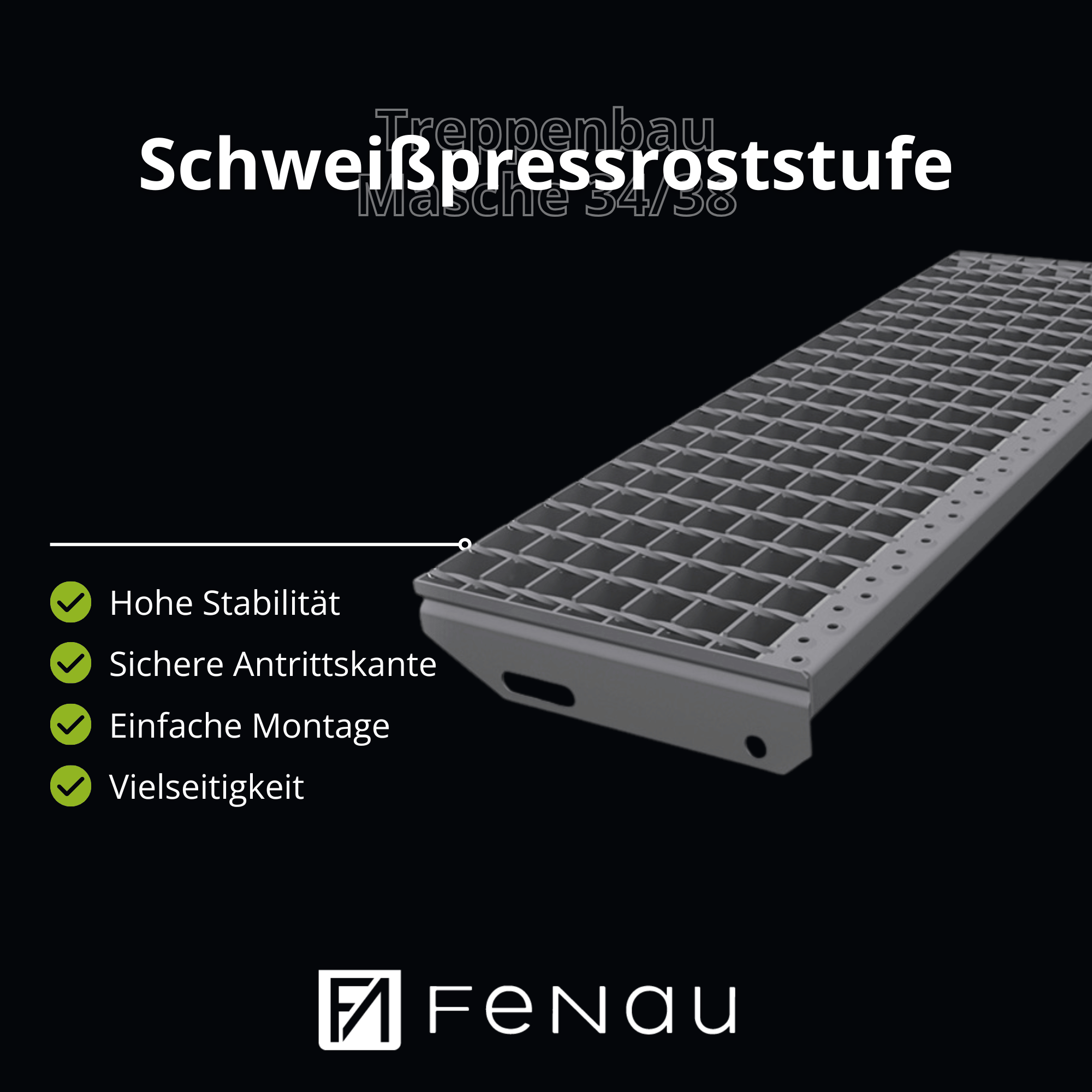 Schweisspressroststufe Metallstufe 700x270 mm Masche 34-38 mm Tragstab 30-2 mm S235JR feuerverzinkt-25-702730302.7